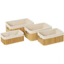 Lot de 4 panières de rangement en bambou