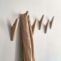Cyslmuk - Lot de 4 patères accrocher en bois de hêtre naturel, support mural pour suspendre le chapeau serviette Robe décoration rustique moderne