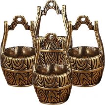 Feiyue - Lot de 4 petits porte-clés décoratifs en laiton avec pendentif en forme de seau