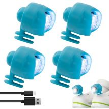 Lot de 4 phares pour Crocs Crocs Rechargeable par USB 4-12 Heures IPX5 Étanche 3 Modes Croc Lumières pour Chaussures Décoration d'extérieur Chien
