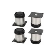 Lot de 4 pieds de meuble de cuisine réglables en acier inoxydable, 50 x 50 mm