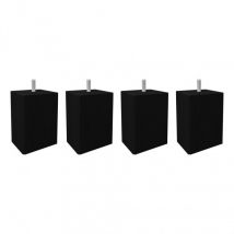 Lot de 4 pieds de meuble noir 10x7 carré bois de hêtre - pieds de lit