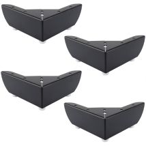 Linghhang - Lot de 4 pieds de meubles en métal noir, 55 mm, adaptés aux armoires de table basse, lits, canapés, silencieux et antidérapants