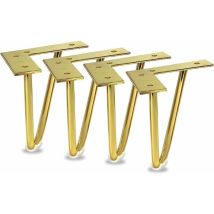 Lot de 4 pieds de meubles en métal doré de 15,2 cm pour armoire, meuble tv, commode, projet de bricolage - Jalleria