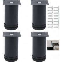 Lot de 4 pieds de meubles réglables en acier inoxydable, 50 mm x 60 mm, pieds de meubles de salle de bain, de bureau, de cuisine, hauteur réglable,