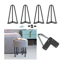 Guoyihua - Lot de 4 Pieds de Table en Épingle à Cheveux, 50cm diy Pieds de Table en Métal, Pieds En Épingle à Cheveux En Acier avec 2 Tiges