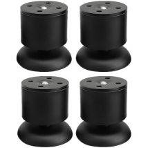 Lot de 4 Pieds Noir - 6cm de Meuble Réglable Pieds de Table en Acier Inoxydable avec Tapis en Caoutchouc et Vis