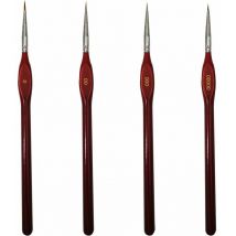 Lot de 4 pinceaux Fins pour Peinture Miniature, pinceaux Fins pour Aquarelle, Peinture à l'huile, Peinture Acrylique, Peinture rupestre, Nail Art ou