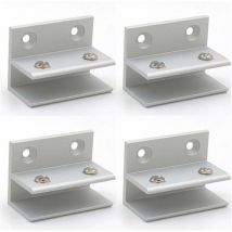 Ahlsen Lot de 4 pinces à verre en forme de f, support mural, pinces de douche, étagère, panneaux de serrage 10–12 mm
