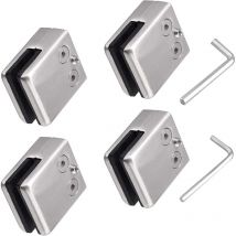 Lot de 4 pinces en verre en acier inoxydable 304 avec 2 clés hexagonales - Convient pour vitre de verre de 8 à 10 mm - Support en verre réglable-Dos