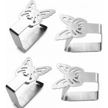 Pinces à nappe en acier inoxydable, pinces à nappe de poids de nappe 4 pièces, pinces à nappe papillon-Fei Yu