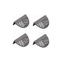 Lot de 4 poignées de meuble en forme de feuille en laiton doré pour meubles de cuisine en laiton - Noir