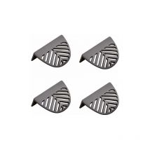 Poignée de meubleLot de 4 poignées de meuble en forme de feuille en laiton doré pour meubles de cuisine en laiton - Noir