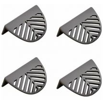 Lot de 4 poignées de meubles en forme de feuille en laiton doré - noir pour meubles de cuisine en laiton