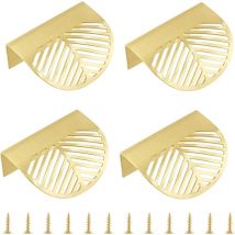Lot de 4 Poignées de placard en laiton massif, poignée en forme de feuille d'or, boutons de tiroir pour porte, tiroir de cuisine, commode, armoire