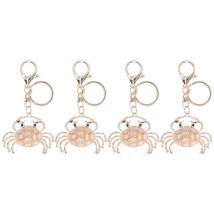 Feiyue - Lot de 4 porte-clés en forme de crabe mignon en métal pour sac à main, pendentif à boucle, porte-clés de voiture tendance pour femmes