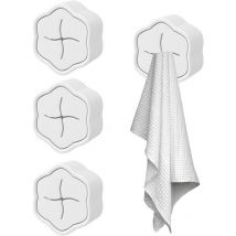 Lot de 4 porte-torchons de cuisine, porte-torchons de cuisine, porte-torchons adhésif, porte-torchons, pince à torchon, design simple et élégant