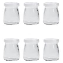 Lot de 4 pots en verre pour yaourt, bouteille de lait, pudding, dessert transparent avec couvercle