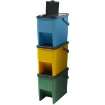 Lot de 3 Poubelles Empilables bergen Gris Plastique H31.5 cm
