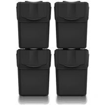 Lot de 4 poubelles Keden sortibox 100% plastique recyclé, noir, 80L
