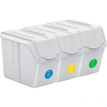 Keden - Set de 3 bacs dede sortibox pour le recyclage, blanc, 60L