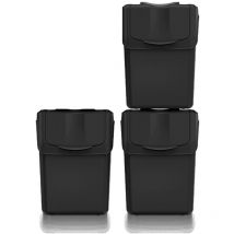 Lot de 3 poubelles Keden sortibox 100% plastique recyclé, noir, 60L