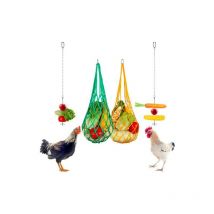 Lot de 4 Poulet Sac de Maille d'alimentation, Sac de Maille d'alimentation de Poulet, Sac en Filet Mangeoire Suspendue, Brochette Nourriture