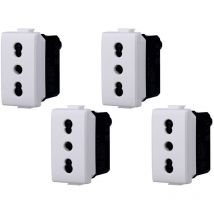 Lot de 4 prises bivalentes 2P+T 16A à deux passages compatibles avec la série Matix