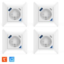 Lot De 4 Prises Intérieures Encastrées 3000w & Ports Usb-a + Usb-c (20 W) Connectées Wifi + Suivi De Consommation + Compatible Assistants Vocaux