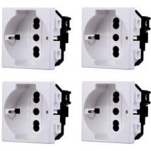 Lot de 4 prises Schuko 2P+T 10/16A compatibles avec la série Matix