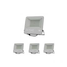 Lot de 4 Projecteurs LED extérieurs 100W IP65 Samsung Chip Noir V-TAC PRO VT-44104 - 115 ° - Blanc neutre - 4000K
