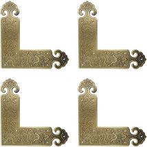 Galozzoit - Lot de 4 protections d'angle décoratives en laiton vieilli pour meubles de tables et chaises