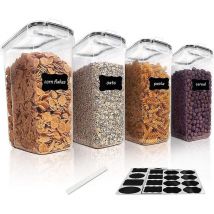 Lot de 4 récipients de stockage de céréales, récipients de stockage d'aliments hermétiques en pp 4 l pour céréales, collations et soupes