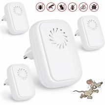 Lot de 4 répulsifs à ultrasons anti-moustiques à ultrasons répulsifs pour reptiles insectes électrique, ultrasons pour insectes d'intérieur,