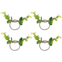 Lot de 4 ronds de serviette en fausse feuille Boucles de serviette en feuille d'eucalyptus Ronds de serviette en feuille faits à la main
