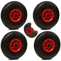 LOT de 4x roue increvable diable 260 x 85 (3.00-4) alésage 25 mm roulement à rouleaux