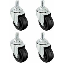 Roulettelot De 4 Roues En Caoutchouc De 40 Mm Avec Tige Filetée M8