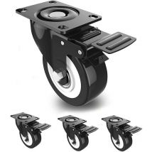 Lot de 4 roulettes de 50 mm avec frein, 4 roulettes pivotantes pour meubles/transport, roulettes de meubles, roulettes robustes d'une capacité de
