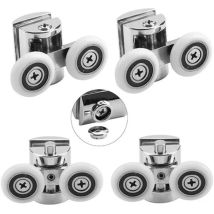 Missdong - Lot De 4 Roulettes Doubles - Pour Porte De Douche Coulissante, À 2 Roues De 23 Mm De Diamètre En Alliage De Zinc Salle De Bain