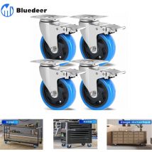 Lot de 4 Roulettes Pivotantes, Roulettes 100mm pour Meubles, Jusqu'à 600KG, Roulettes Charge Lourde avec Frein, Rotation à 360°