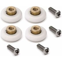 Shmshng - Lot de 4 roulettes rechange pour porte de douche coulissante avec vis M6 Diamètre 19 mm