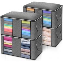Lot de 4 sacs de rangement pour vêtements, grande capacité, organisateur de placard, voyage en plein air pour la maison - Gris Jmax