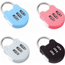 Lot de 4 Serrures à Bagages à 3 Chiffres, Petit Cadenas Valise Cadenas Code Avion Cadenas à Combinaison pour Exterieur Les Bagage Valise de Voyage