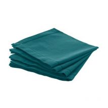 Lot de 4 Serviettes de Table 'Chambray' 40x40cm Bleu Canard
