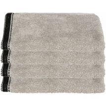 Lot de 4 Serviettes de toilette en Coton Beige Lin tissu éponge 30 x 50 cm - Atmosphera