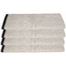 Lot de 4 Serviettes de toilette en Coton Beige Lin tissu éponge 50 x 90 cm - Atmosphera
