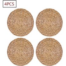 Lot de 4 sets de table ronds tissés en jacinthe d'eau, 30cm (11)