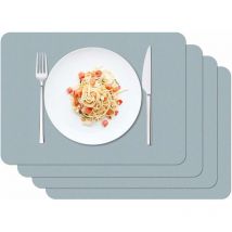 Lot de 4 Sets de Table, Sets de Table Lavable imperméables 42 × 30cm Cuisine Salle à Restaurant PVC Set de Table Antidérapant Chaleur Résiste,Bleu