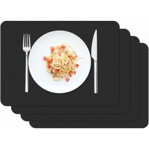Lot de 4 Sets de Table, Sets de Table Lavable imperméables 42 × 30cm Cuisine Salle à Restaurant pvc Set de Table Antidérapant Chaleur Résiste,Noir