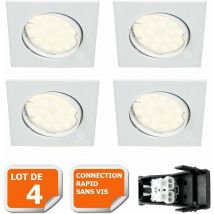Lampesecoenergie - Lot de 4 spot encastrable orientable carré led smd gu10 230v blanc rendu environ 50w halogène